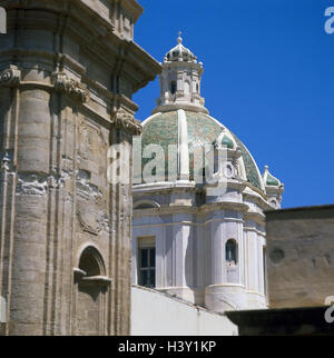 Italien, Sizilien, Provinz Trapani, Trapani, Kathedrale San Lorenzo, Detail, Kuppel Insel, Mittelmeer, Mittelmeer-Insel, Stadt, Kirche, Struktur, Kathedrale, San Lorenzo, im Jahre 1635, Kuppel, 1740, Sehenswürdigkeit, Corso Vittorio Emanuele, Baumeister Stockfoto