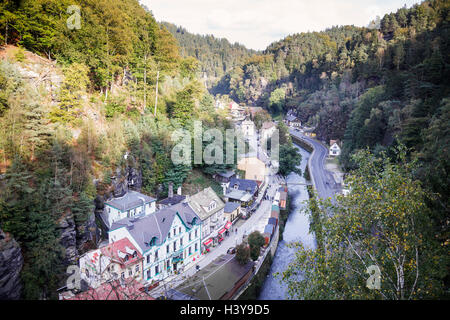 Blick über Hrensko, Usti Nad Labem, Tschechische Republik Stockfoto