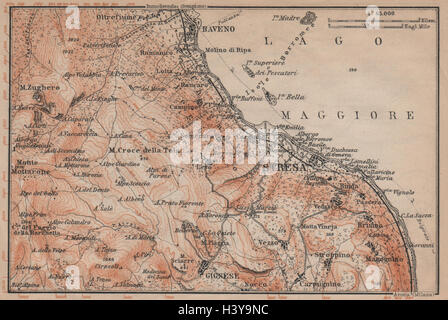 UMGEBUNG VON STRESA. Baveno Gignese. Italien-Mappa. Alte antike BAEDEKER 1906 Stockfoto