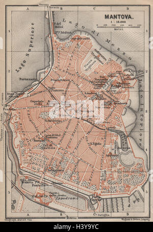 MANTOVA (MANTUA) antiken Stadt Stadt Plan Klavier interne. Italien-Mappa 1906 Stockfoto