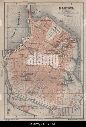 MANTOVA (MANTUA) antiken Stadt Stadt Plan Klavier interne. Italien-Mappa 1913 Stockfoto