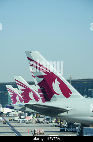 Flugzeuge der Qatar Airways Hamad International Airport Stockfoto