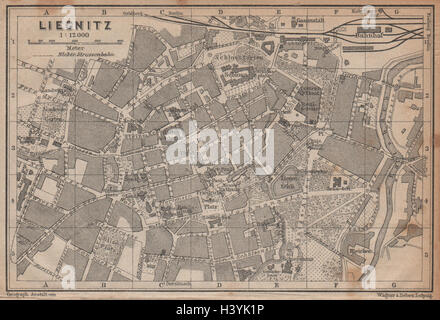 LIEGNITZ LEGNICA antiken Stadt Stadt Plan Miasta. Schlesien, Polen Mapa 1904 Stockfoto