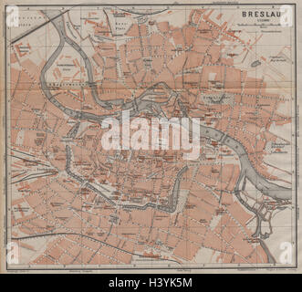 BRESLAU WROCŁAW antiken Stadt Stadt Plan Miasta ich. Wroclaw. Polen-Mapa 1904 Stockfoto