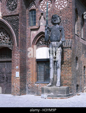 Deutschland, Brandenburg, Brandenburg, Havel, alte Rathaus der Stadt-Bewohner, Detail, Statue, Roland Europa, Havel Land, Stadt, Stadt, Innenstadt, Teil Stadt, Altstadt, Alto-urban, Stadtrat, Gebäude Zentrum, säkularen Bausubstanz, Merkmal Stockfoto