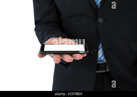 Mittleren Bereich des Kaufmanns halten Handys Stockfoto