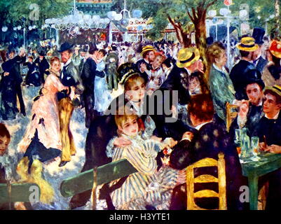 Gemälde mit dem Titel "Bal du Moulin De La Galette" von Pierre-Auguste Renoir (1841-1919) eines französischen Künstlers. Vom 19. Jahrhundert Stockfoto