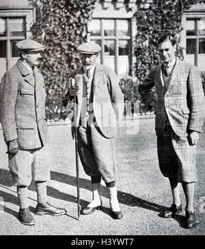 Foto: König Boris von Bulgarien mit seinem Cousin König George V und der Herzog von York (später König George VI) in Sandringham. Vom 20. Jahrhundert Stockfoto