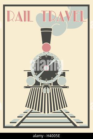 Vektor-Vintage Illustration der Dampflokomotive - Reisen mit der Bahn. Stock Vektor
