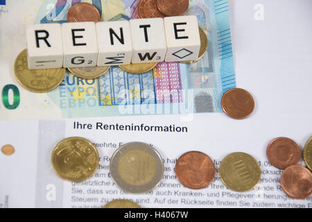 Rente - das deutsche Wort für Rente Stockfoto