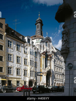 Deutschland, Oberbayern, München, Terrasse, Asamkirche, 1733-1750, Asam Haus, Europa, Bayern, Stadt, Sendlinger Straße, Haus Front, Kirche, Asam Kirche, architektonischen Stil, Rokoko, Builds und Ausgestatten aus der Brüder Asam, Kultur, Wohnhaus, Haus der Brüder Asam, Ort von Interesse Stockfoto