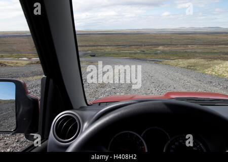 Fahrt entlang rau, die steilen Stein im Süden Islands Überblick Stockfoto