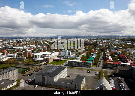 Luftaufnahme über dem südlichen Bereich der Stadt Reykjavik Island Stockfoto