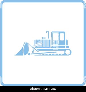 Symbol der Bau Bulldozer. Blauer Rahmen-Design. Vektor-Illustration. Stock Vektor