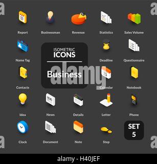 Farbige Icons inmitten flach isometrische Darstellung Stil, Vektor-Sammlung Stock Vektor