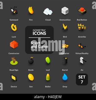 Farbige Icons inmitten flach isometrische Darstellung Stil, Vektor-Sammlung Stock Vektor