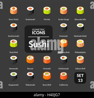 Farbige Icons inmitten flach isometrische Darstellung Stil, Vektor-Sammlung Stock Vektor