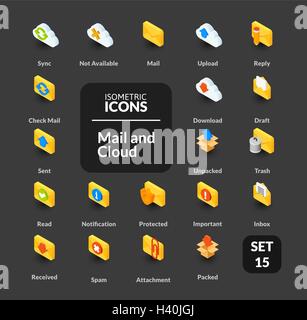 Farbige Icons inmitten flach isometrische Darstellung Stil, Vektor-Sammlung Stock Vektor