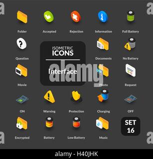 Farbige Icons inmitten flach isometrische Darstellung Stil, Vektor-Sammlung Stock Vektor