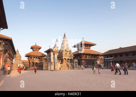 Durbar Square im Abendlicht, Bhaktapur, Nepal Stockfoto