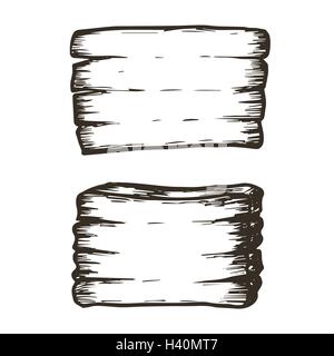 Satz von handgezeichneten Holzschilder. Vektor-illustration Stock Vektor