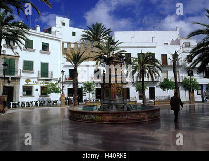 Spanien, Andalusien, Costa De La Luz, Vejer De La Frontera, lokale Ansicht, Plaza Espana, gut Provinz, Provincia de Cádiz, Raum, Kacheln, Fliesen, hell, Azulejos, Faïence Fliesen Stockfoto