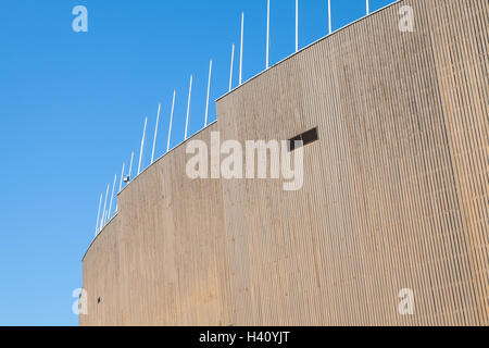Außen Holz Verkleidung des Olympiastadions Helsinki Stockfoto