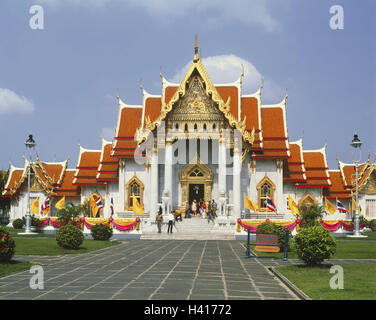 Thailand, Bangkok, Wat Benchamabophit, Tourist, Tempel, "Kloster 5 Könige", Carrara-Marmor, Ort von Interesse, Struktur, Architektur, Architektur Stockfoto