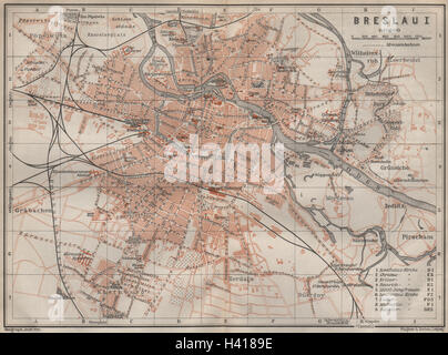 Antike Stadt BRESLAU WROCŁAW plan Miasta I. Wroclaw. Polen-Mapa 1910 Stockfoto