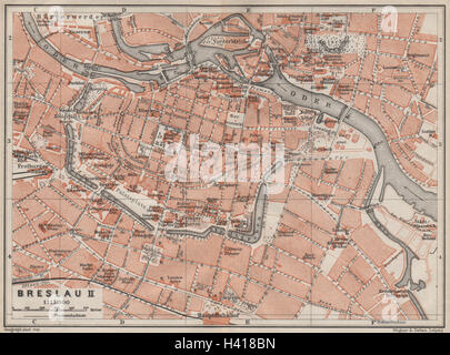 BRESLAU WROCŁAW antiken Stadt Stadt Plan Miasta II. Wroclaw. Polen-Mapa 1910 Stockfoto