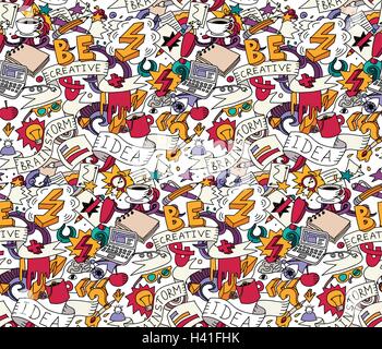 Kreative doodles Idee Brainstorm Farbe Musterdesign weiß. Stock Vektor