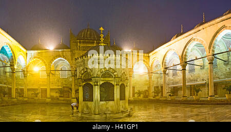 Die Waschung Brunnen in der Mitte der Hof der neuen Moschee in Istanbul, Türkei. Stockfoto