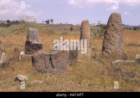 Äthiopien, Tiya, Monolithen, Afrika, Nord-Osten, Afrika, Ityopia, Südäthiopien, Teya, Sodo Region, UNESCO-Weltkulturerbe, Ort von Interesse, Archäologie, archäologisch, vor, zu finden, Suche nach Ort, Stelen, Steinen, Steinblöcke, bearbeitet Stockfoto