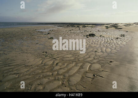 Deutschland, Schleswig - Holstein, Sylt, List, Strand, Watt, Norddeutschland, Nordsee-Insel, nordfriesischen Insel, Insel, Sandstrand, Meeresboden, Gezeiten Küste, Ebbe, menschenleer, Ruhe, Stille, Einsamkeit der Nordsee-Insel-Nordsee Stockfoto