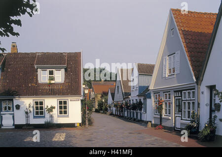 Deutschland, Schleswig - Holstein, Schleswig, Querbalken, Angeln Häuser, Europa, Norddeutschland, Ostsee, Stadt, Blick auf die Stadt, Lane, Häuser, Wohnhäuser, Architektur, Tradition, Fischerdorf Stockfoto