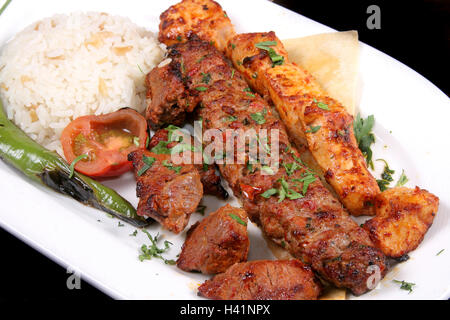 Teil der gemischten Kebab mit Reis Stockfoto