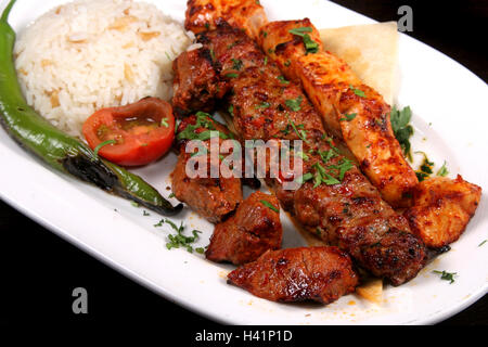 Gemischter Döner mit Reis Stockfoto