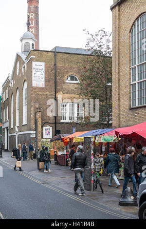 Brick Lane, in der Nähe von old Truman Brewery, London Stockfoto