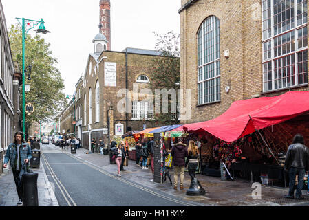 Brick Lane, in der Nähe von old Truman Brewery, London Stockfoto