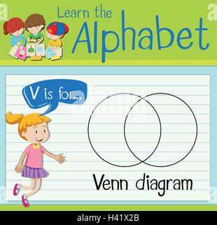 Flashcard Brief V ist für Venn-Diagramm Abbildung Stock Vektor