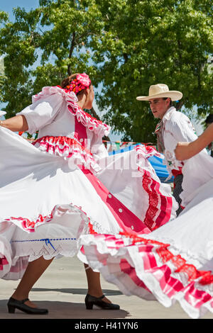 Mexikanische Tänzer, 16 de Septiembre, mexikanische Independence Day Feier (ähnlich wie Cinco De Mayo), Old Mesilla, New Mexico USA Stockfoto