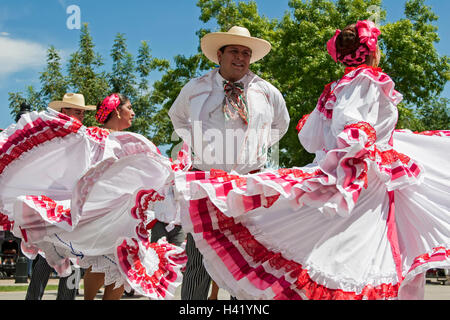 Mexikanische Tänzer, 16 de Septiembre, mexikanische Independence Day Feier (ähnlich wie Cinco De Mayo), Old Mesilla, New Mexico USA Stockfoto