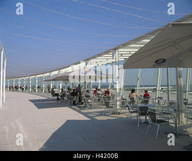 Deutschland, Bayern, München, Flughafen Franz Joseph Strauss, terminal 2, Aussichtsturm, Europa, Upper Bavaria, Flughafen, Flughafen-Terminal, Transport, Werbung, air Traffic, Besucher, Café, Besucher Suche, Besucherplattform Glaskonstruktion Stockfoto