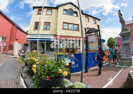 Skibbereen Geschäfte und Bars mit einem Fish-Eye-Objektiv Stockfoto