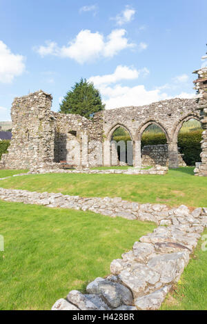 Die zerstörten Zisterzienserabtei Cymer "Abaty Cymer" in der Nähe des Dorfes Llanelltyd, Ortszentrum, Gwynedd, Nord-West-Wales, UK Stockfoto