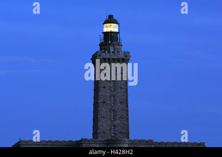 Frankreich, Bretagne, Côte d ' Emeraude, Plevenon, Cap Frehel, Leuchtturm, Licht, Himmel, Abend, Stockfoto