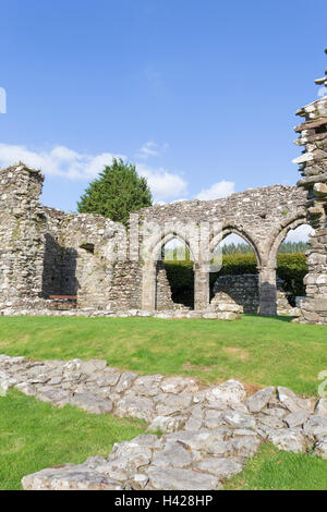 Die zerstörten Zisterzienserabtei Cymer "Abaty Cymer" in der Nähe des Dorfes Llanelltyd, Ortszentrum, Gwynedd, Nord-West-Wales, UK Stockfoto