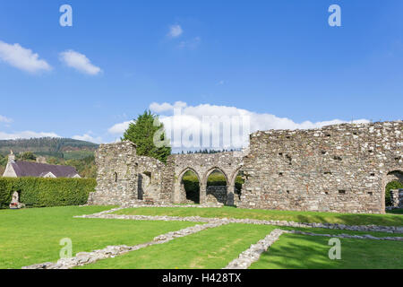 Die zerstörten Zisterzienserabtei Cymer "Abaty Cymer" in der Nähe des Dorfes Llanelltyd, Ortszentrum, Gwynedd, Nord-West-Wales, UK Stockfoto