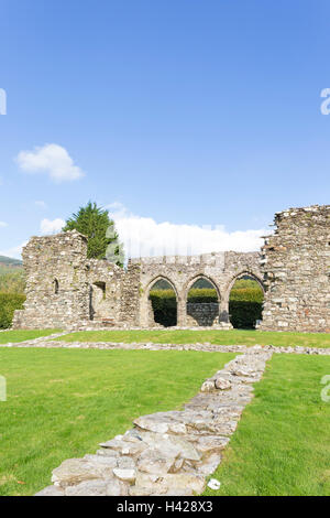 Die zerstörten Zisterzienserabtei Cymer "Abaty Cymer" in der Nähe des Dorfes Llanelltyd, Ortszentrum, Gwynedd, Nord-West-Wales, UK Stockfoto