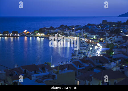 Abend Stimmung, Hafen Sie, Pythagorion, Samos Insel, Insel im Mittelmeer, Griechenland, Europa, Stockfoto